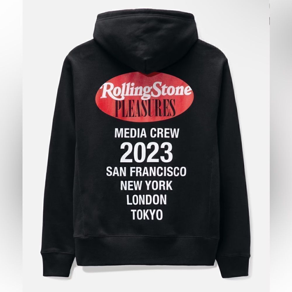 PLEASURES Rolling Stone sweatshirt men’s hoodie black streetwear graphic NWOT L - Picture 4 of 10
